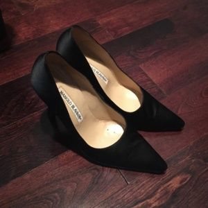 Manolo Blahnik Satin Black Heels